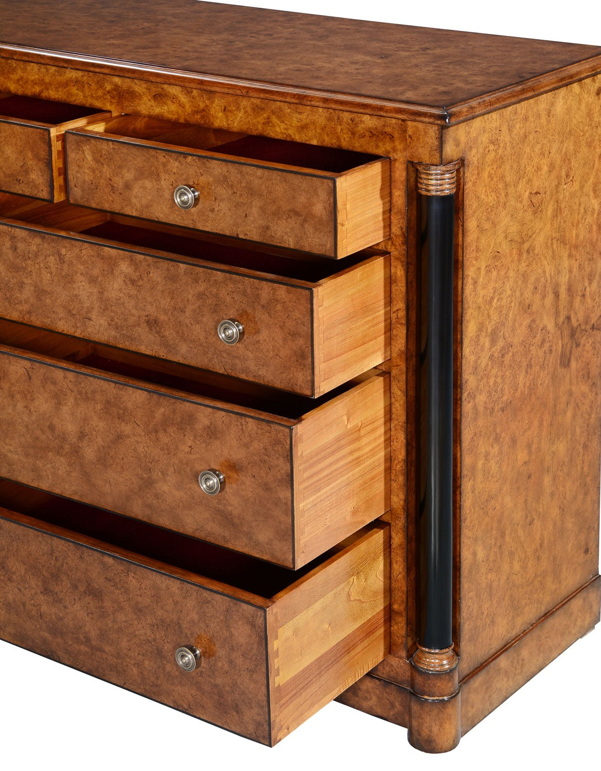 Burr Oak Empire Style Nine Drawer Dresser