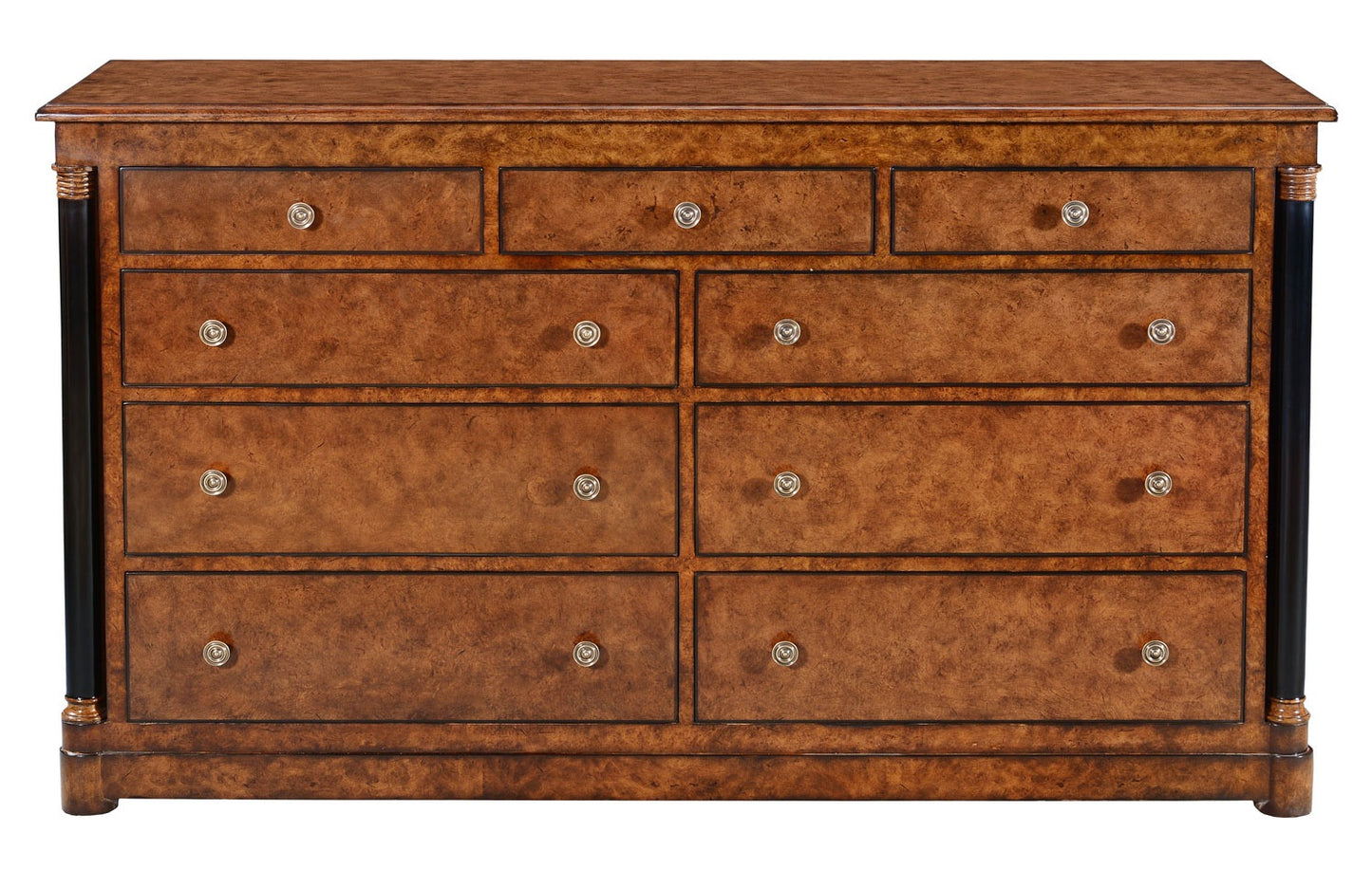 Burr Oak Empire Style Nine Drawer Dresser