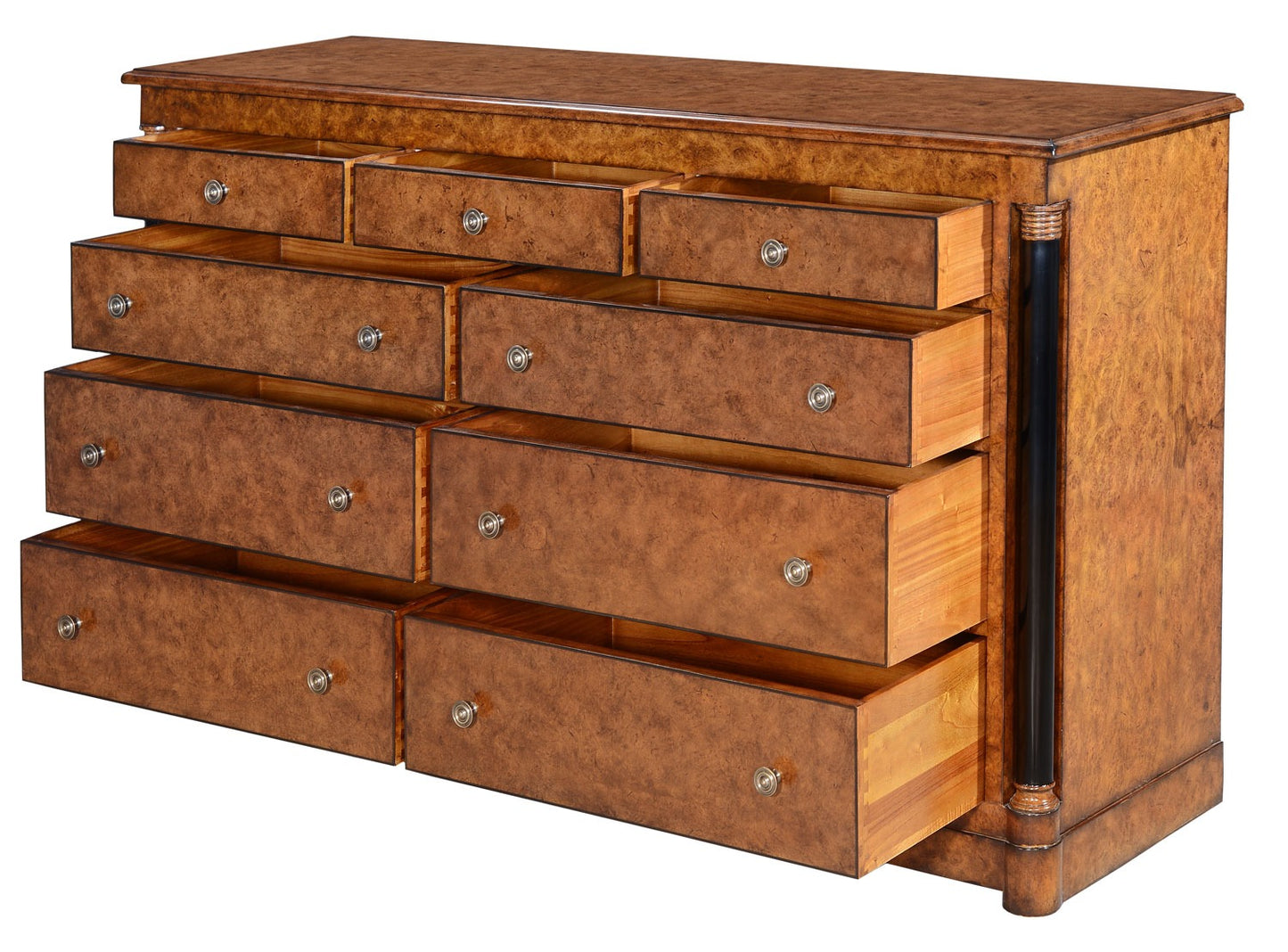 Burr Oak Empire Style Nine Drawer Dresser