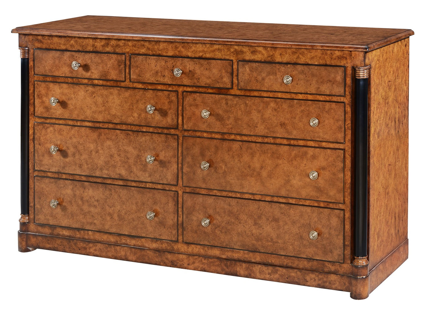 Burr Oak Empire Style Nine Drawer Dresser