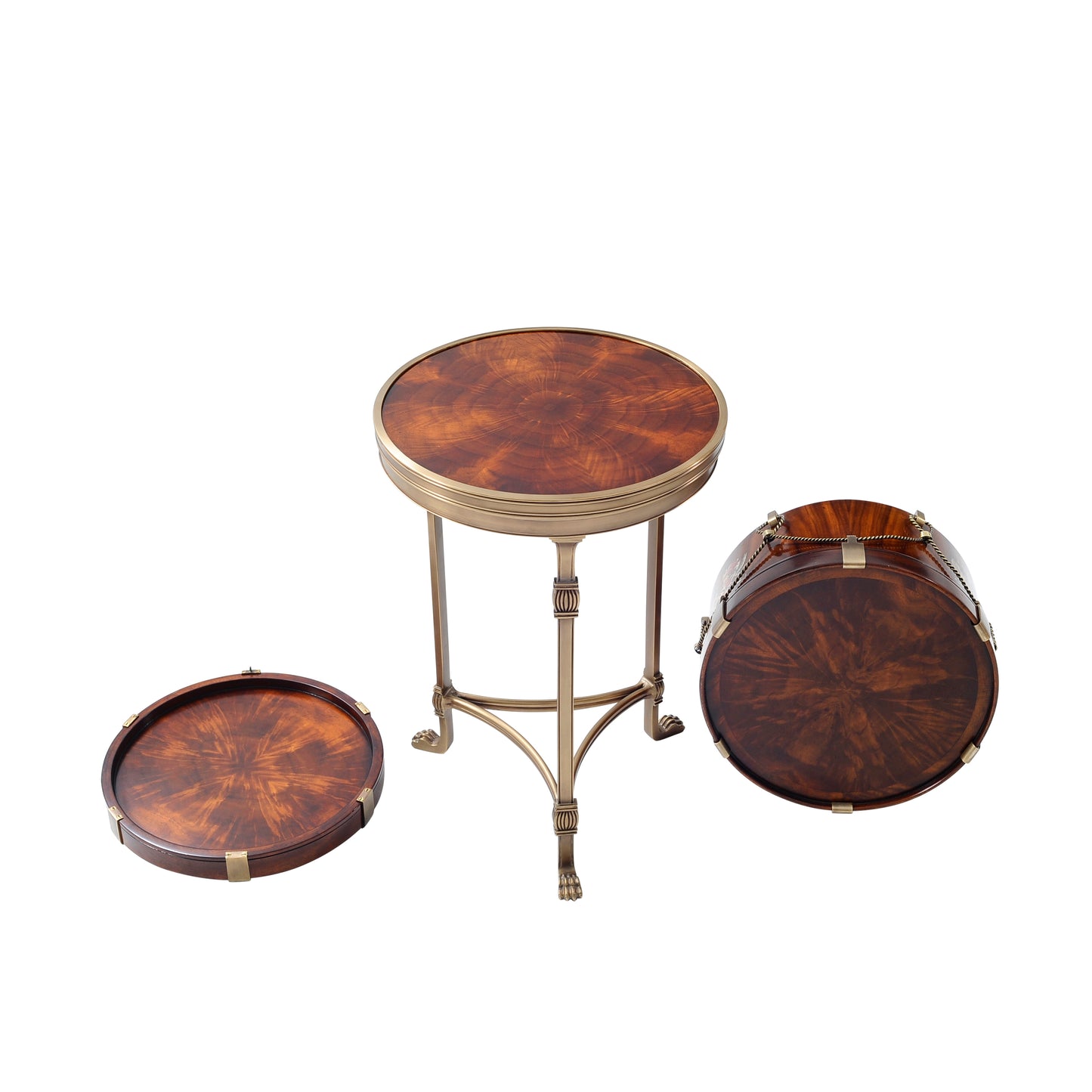 A Mahogany and Brass Drum Table