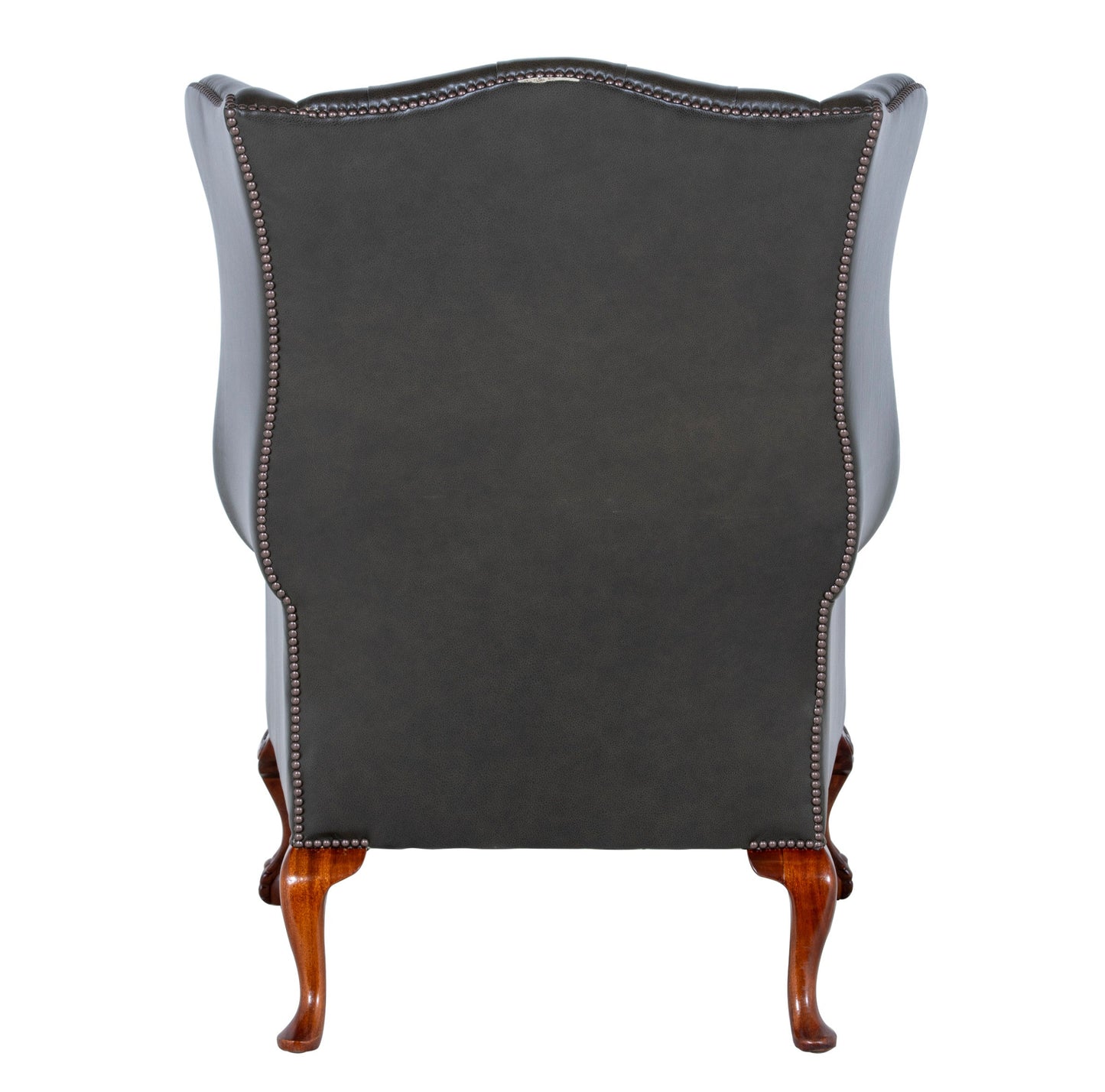 Coleridge Wingchair in Dark Olive Green showing detail | Brights of Nettlebed