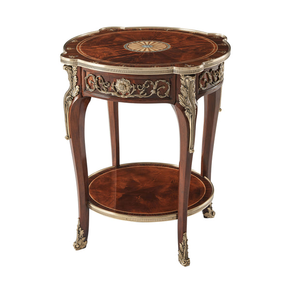 ornate brass mahogany side table