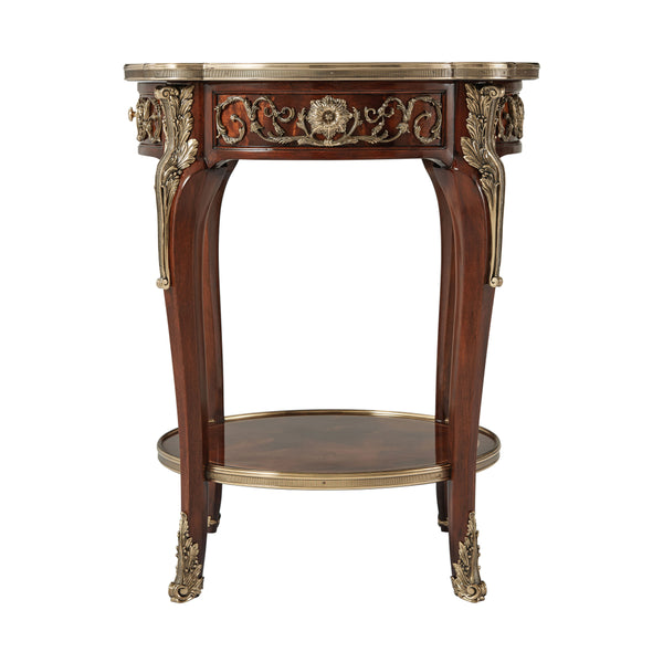 ornate brass mahogany side table