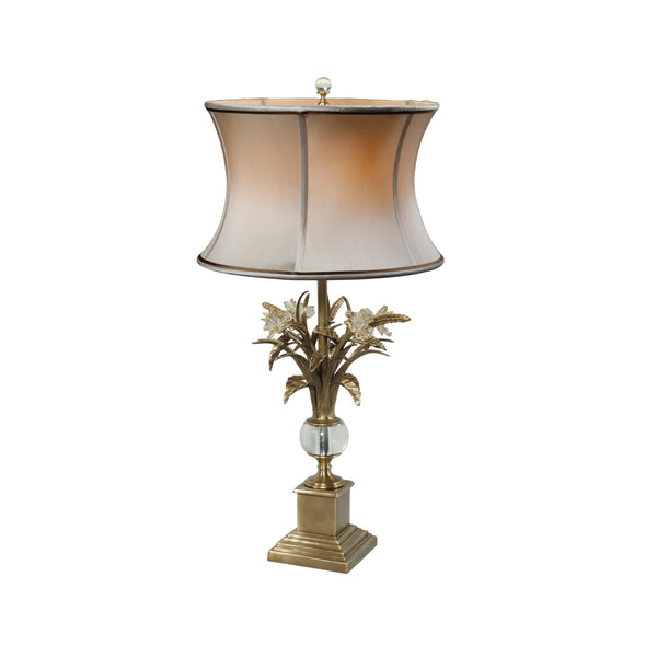 A floral cast brass table lamp - Brights of Nettlebed