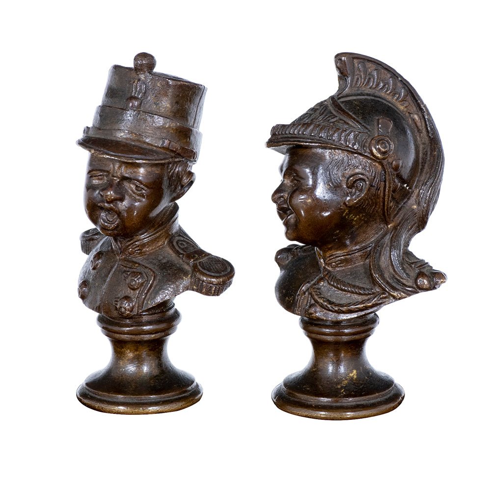 A PAIR OF FRENCH BRONZE BUSTS OF CHILD SOLDIERS - Brights of Nettlebed