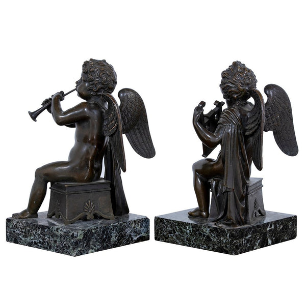 A Pair Of French Bronze Figures Of Musician Cherubs - Brights of Nettlebed