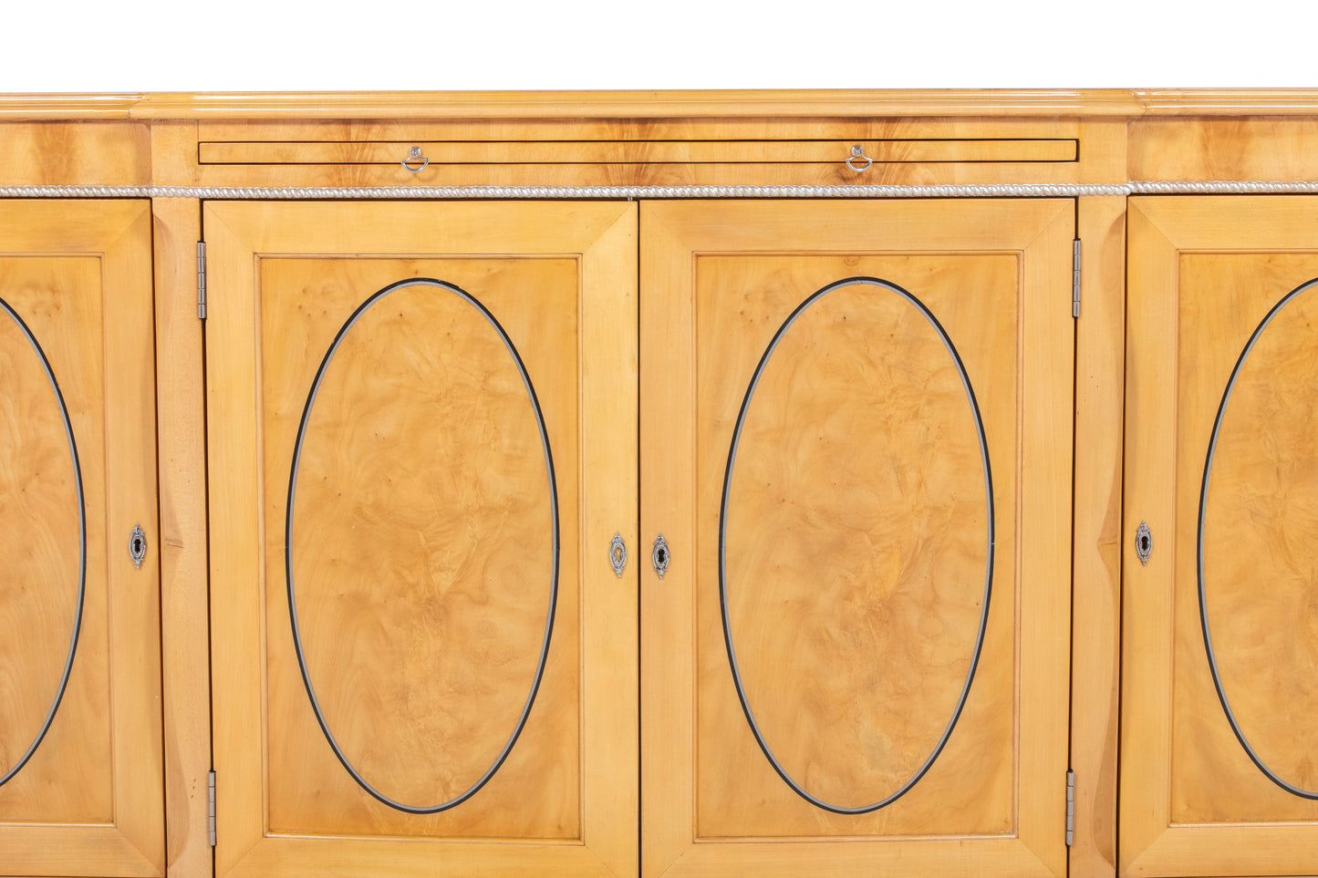 Serpentine Sycamore Four Door Cabinet