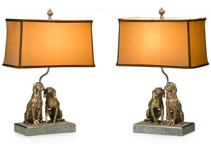 pair of finely cast brass table lamps