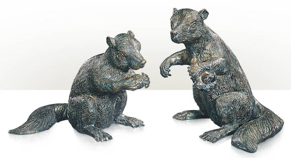 Set of two brass models of squirrel