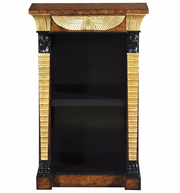 Ebonised and parcel gilt open bookcase