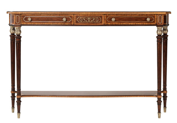 Serpentine Brass Inlay Console Table 
