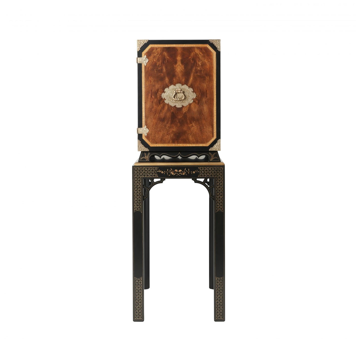 Black Lacquered Chinoiserie Bar and Drinks Cabinet