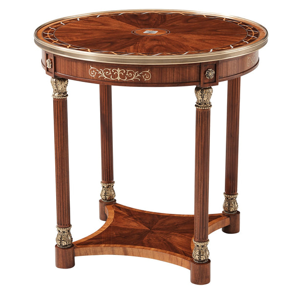 Mahogany Side Table with Floral Inlay
