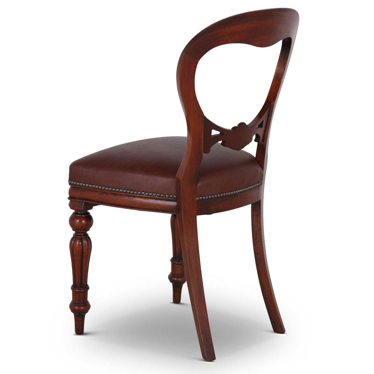 Balloon Back Dining Chair in Brown Leather