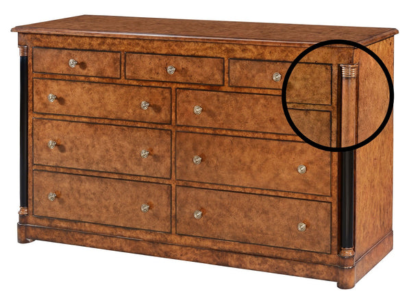 Empire chest of 9 drawers - burr oak