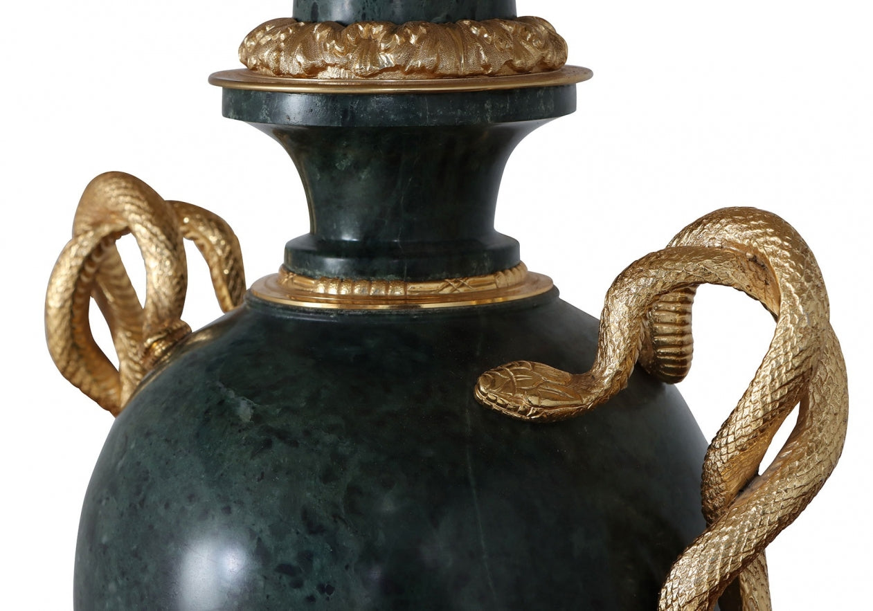 Louis XV style Green Marble table lamp