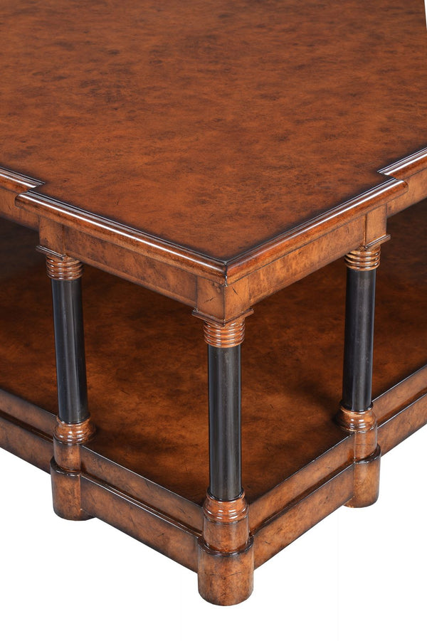Empire Style Coffee Table in Burr Oak with Ebonised Legs