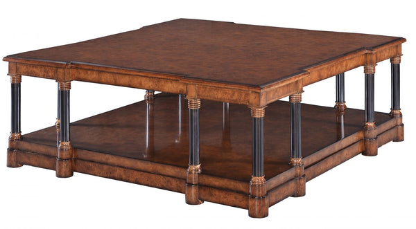 Empire Style Coffee Table in Burr Oak with Ebonised Legs