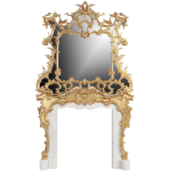 18th Century Rococo Giltwood Chimney & Mirror - Brights of Nettlebed