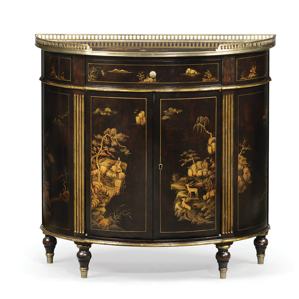 Chocolate Chinoiserie side cabinet