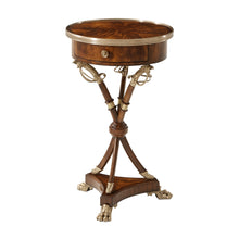 Circular Mahogany Lamp Table with Brass Bound Top