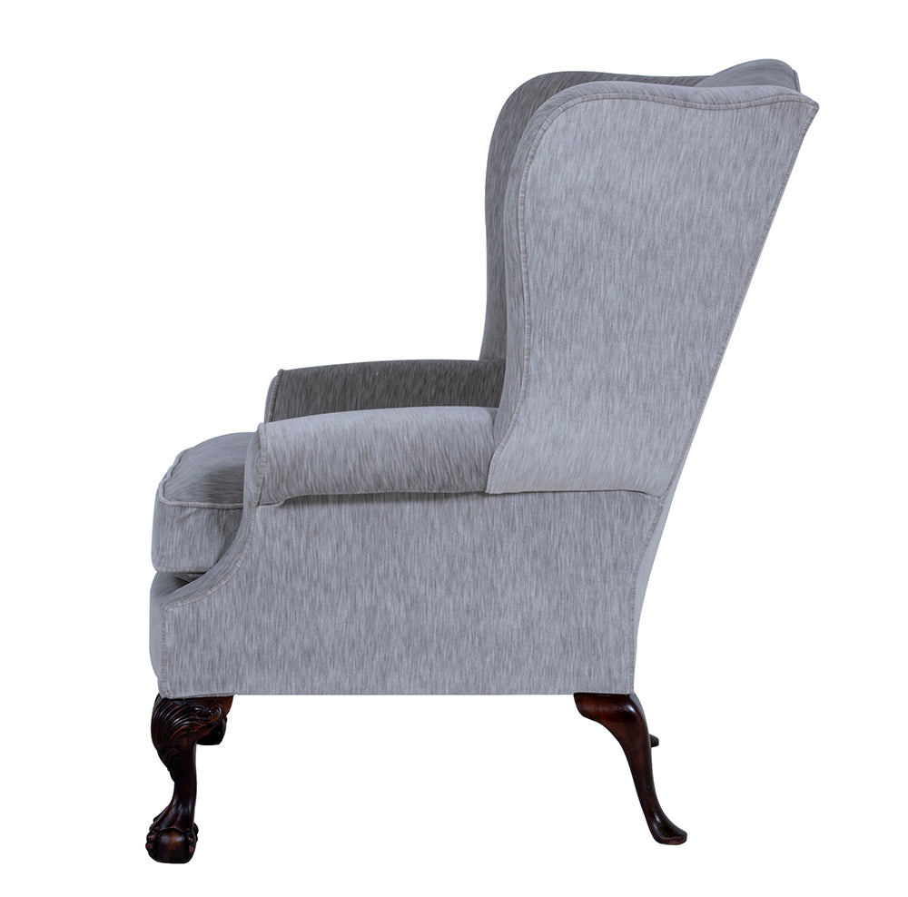 side of grey wingchair