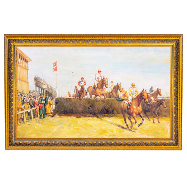 Oil Painting after The Grand National Steeplechase: Valentines Jump by John Sanderson Wells