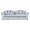 a blue patterend modern chesterfield sofa