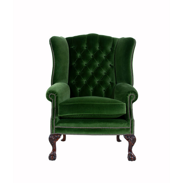 The Coleridge Gents Wingchair in Green Velvet