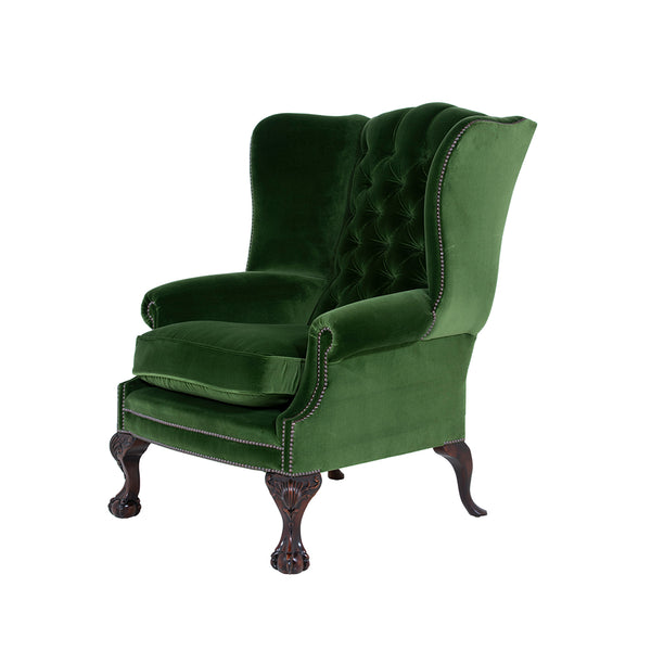 The Coleridge Gents Wingchair in Green Velvet