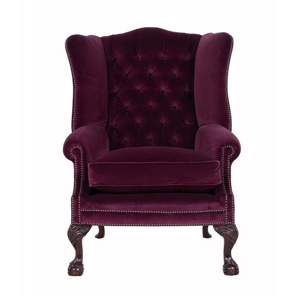 The Coleridge Gents Wingchair in Purple Velvet