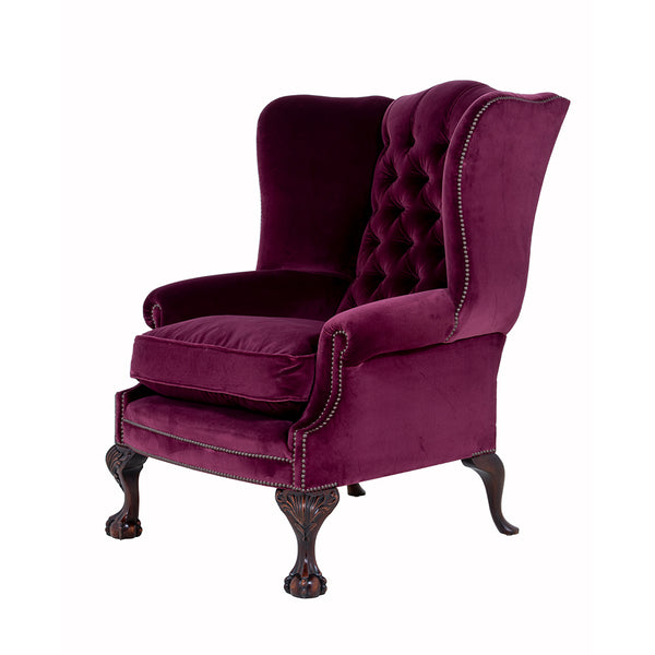 The Coleridge Gents Wingchair in Purple Velvet