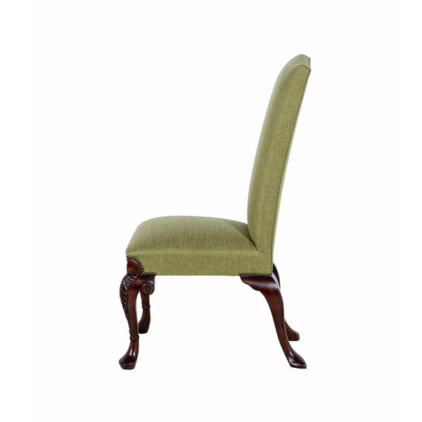 Aunties Georgian style dining chair in Luxurious green fabric