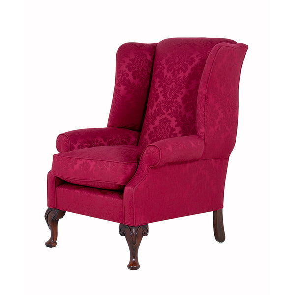 The Blandford Wingchair in Lymington Damask Redcurrant