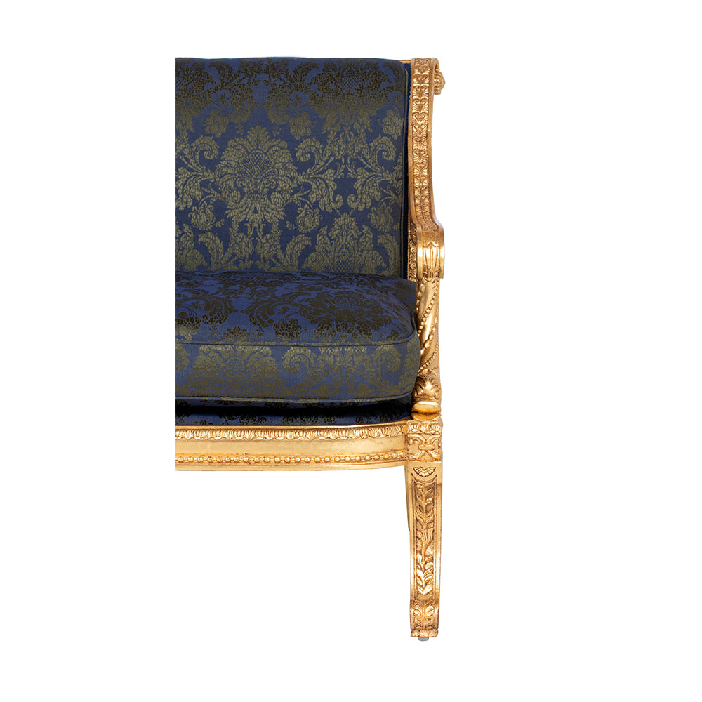 louis xvi xv xiv sofa french 19th century damask fabric