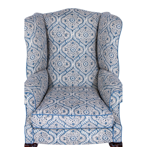 linwood bibi kala fabric on a brights of nettlebed wingchair 