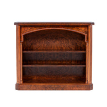 Open bookcase in burl walnut