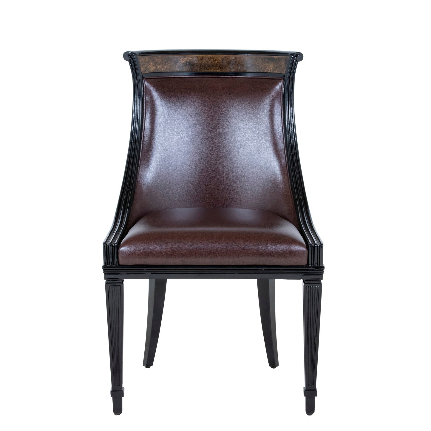 Ebonised Scoop Back Dining Chair In Crotch Sycamore