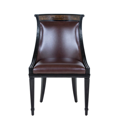 Ebonised Scoop Back Dining Chair In Crotch Sycamore