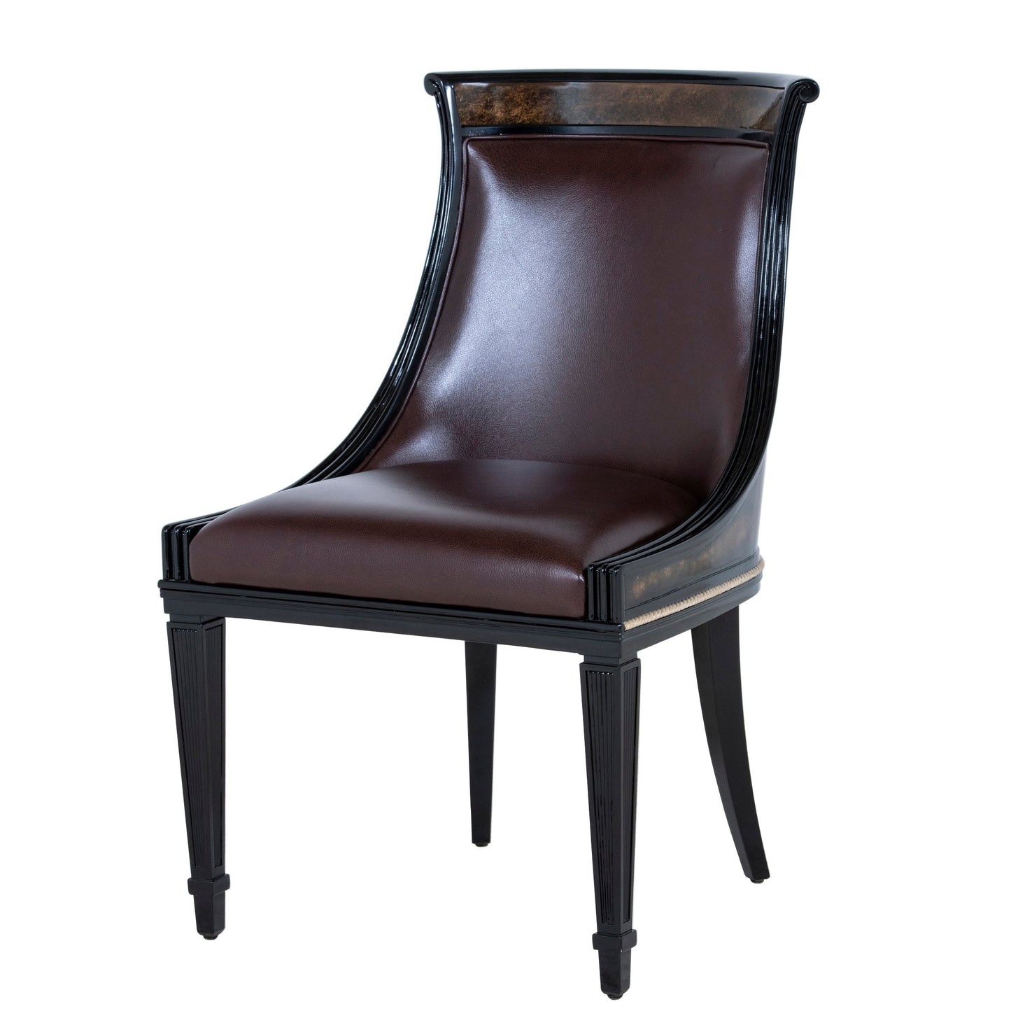 Ebonised Scoop Back Dining Chair In Crotch Sycamore
