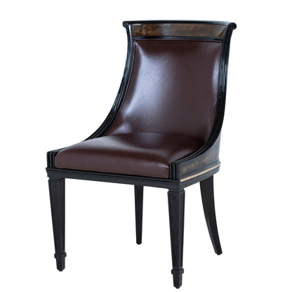 Ebonised Scoop Back Dining Chair In Crotch Sycamore