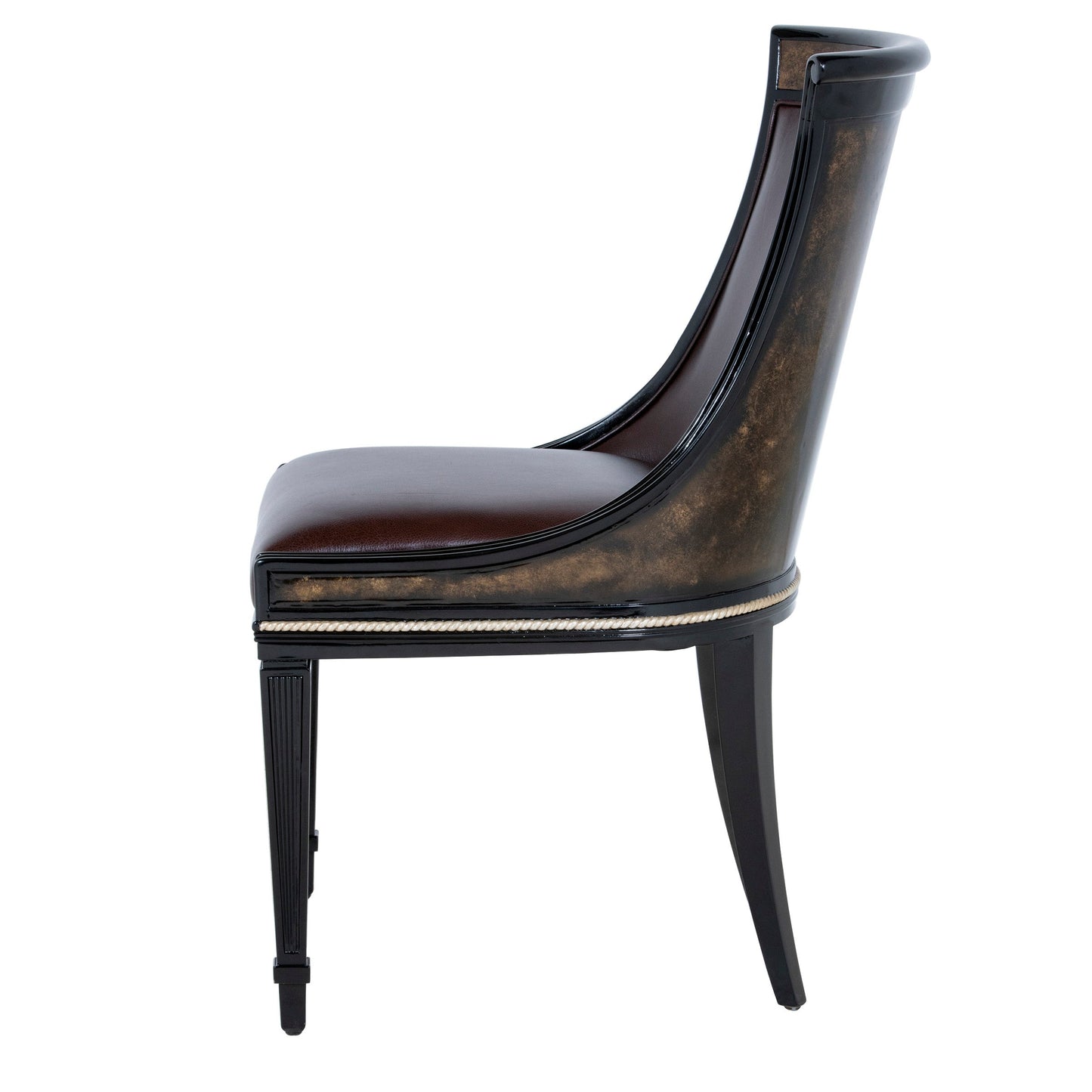 Ebonised Scoop Back Dining Chair In Crotch Sycamore