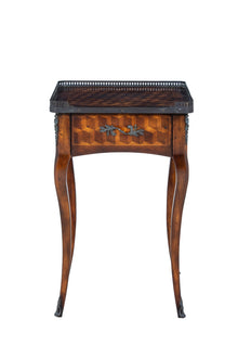 Marquetry Lamp Table With Brass Gallery