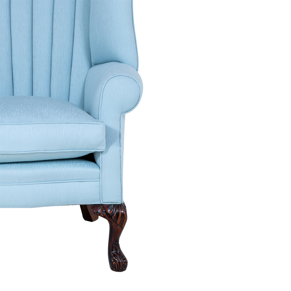 arm of a brights of nettlebed wing chair made by hand