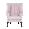 wingchair with fluted back in light pink fabric