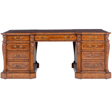 Large Burr Walnut Partners Pedestal Desk