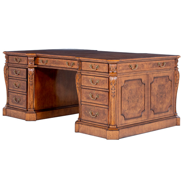 Burr walnut partners pedestal desk