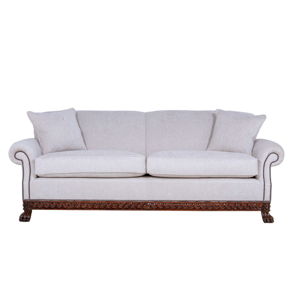 brights of nettlebed fine furniture - upholstery show wood base frame sofa - brights of nettlebed fine furniture - upholstery in beige