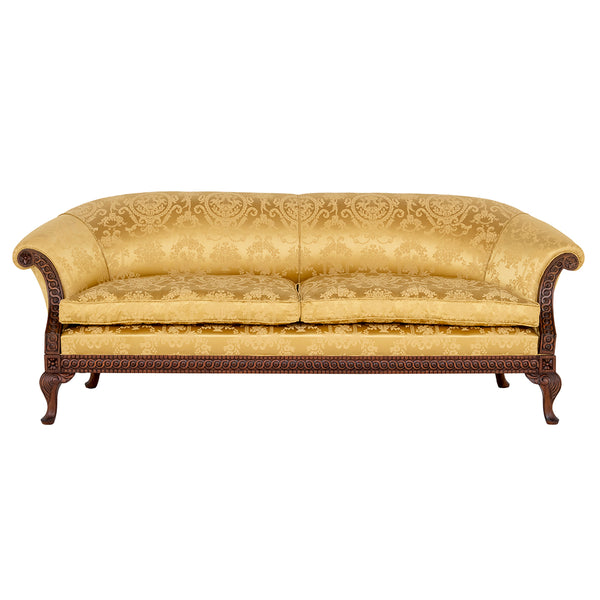 Pride sofa with feather seat cushions, in Gainsborough Country Garden Old Gold